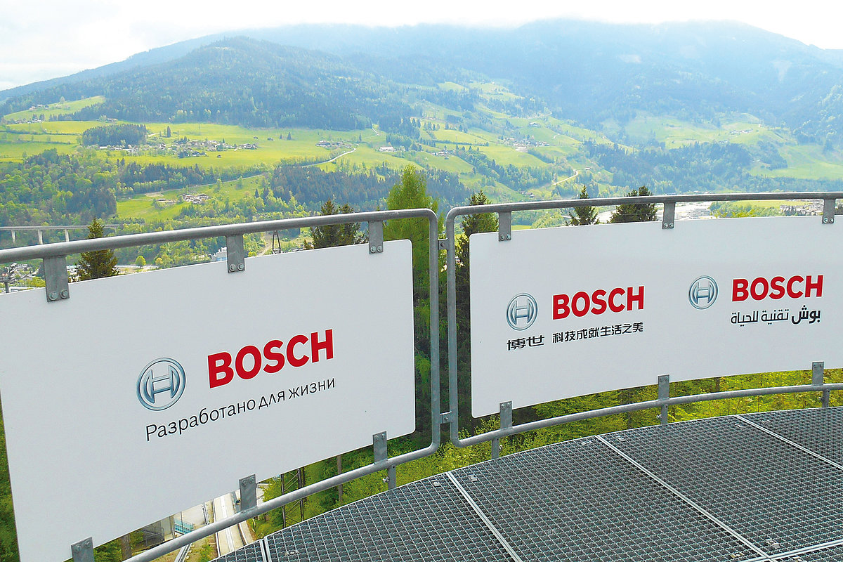 Advertising signs from Bosch in different languages