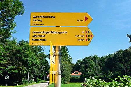 Wanderwegschilder im Wienerwald