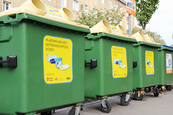 ARA Trash bins with labels