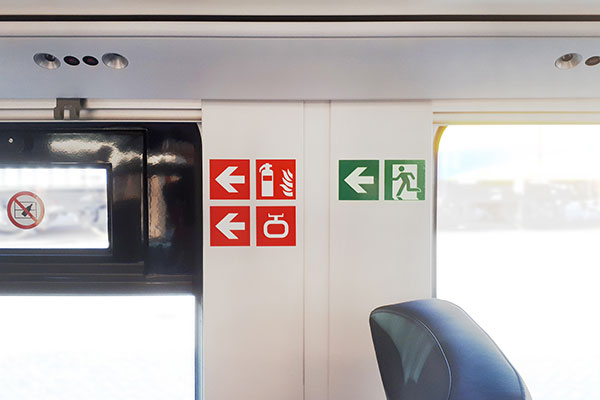 pictograms in the interior of the train