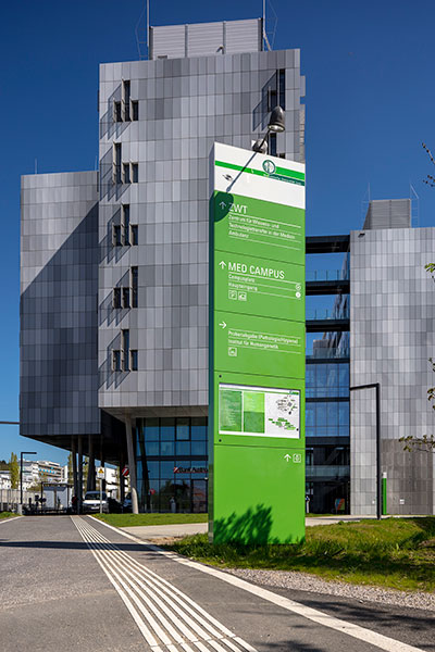 Signpost Med Campus Graz