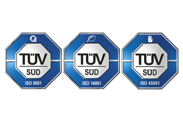 ISO 9001, ISO 14001, OHSAS 18001 TÜV Certificates